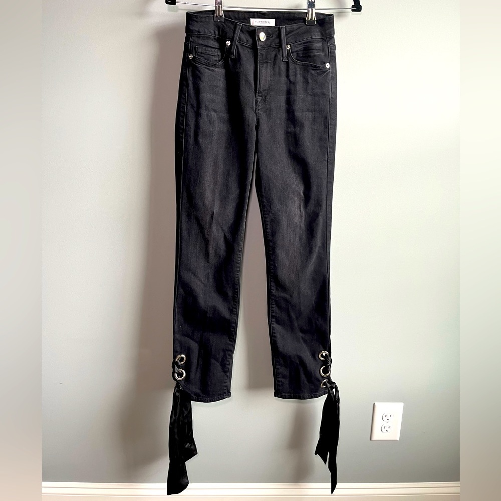 Good American Straight Leg Lace Up Ankle Jeans Size 25